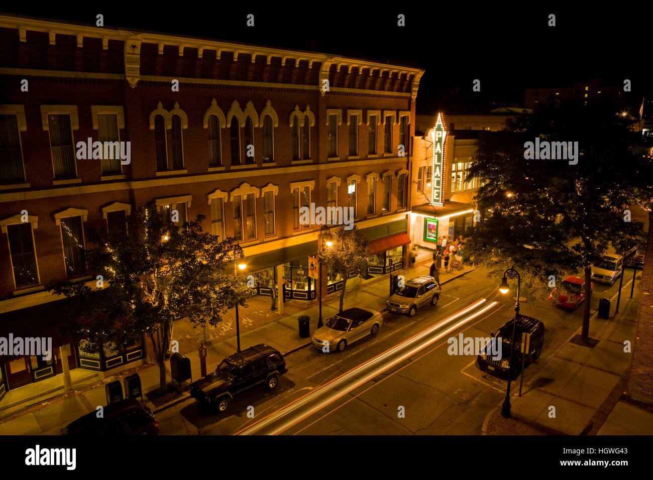 Le Palace Theatre la nuit à Manchester, New Hampshire. Banque D'Images