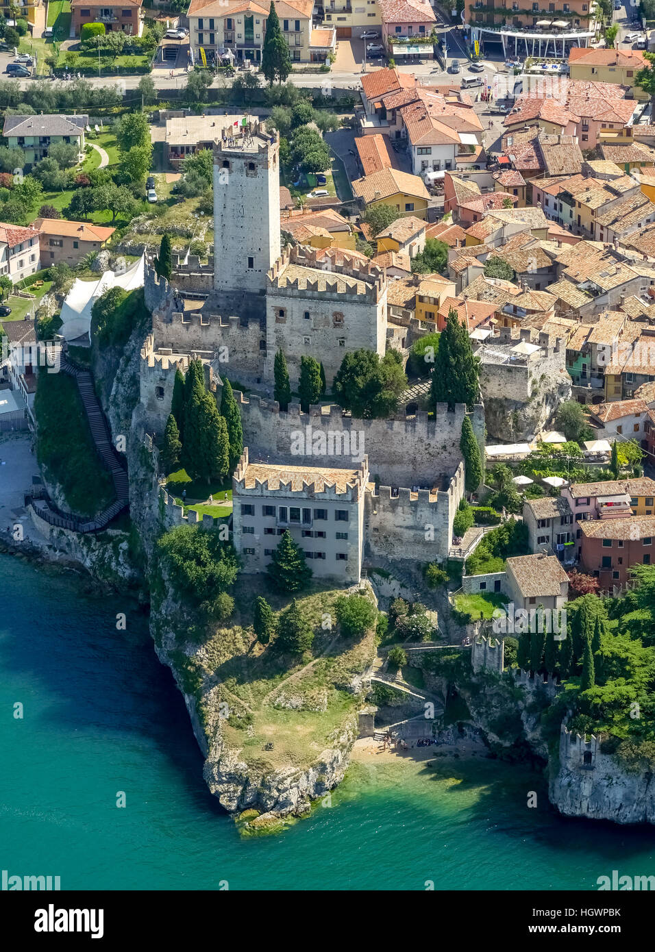 Château de Malcesine, Malcesine, sur le lac de Garde, Vénétie, Italie Banque D'Images