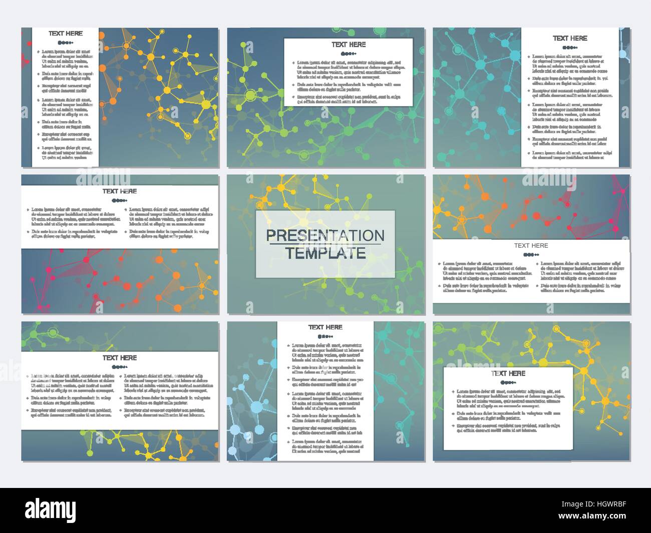 Ensemble de modèles de présentation d'affaires moderne en format A4. Résumé fond avec de l'ADN et de la structure de la molécule de neurones. La médecine, de la science, de la technologie c Illustration de Vecteur