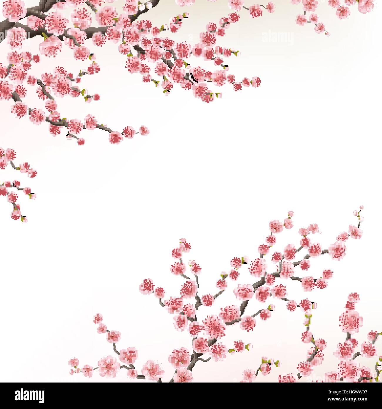 Cartes d'invitation avec une sakura en fleurs. EPS 10 Illustration de Vecteur