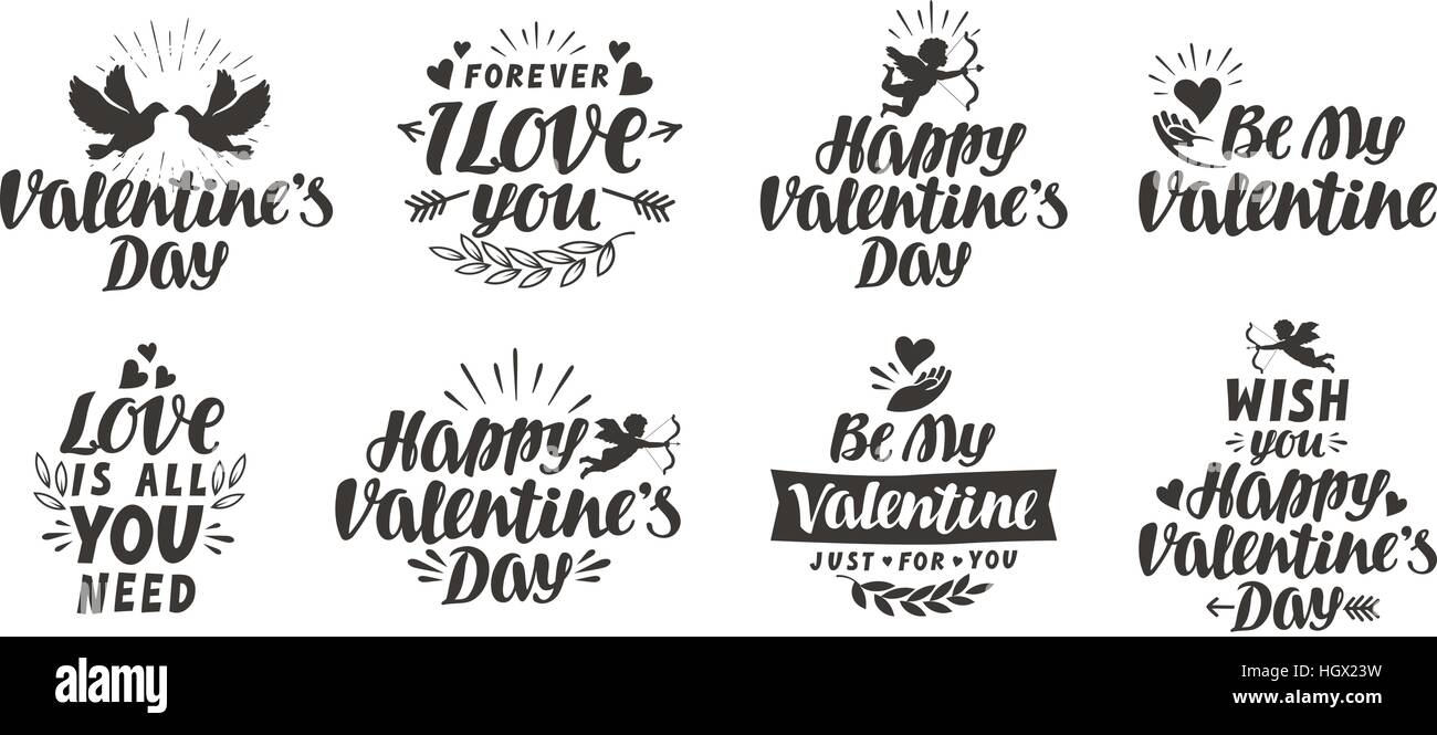 Valentine's day set d'étiquettes, d'icônes et d'éléments décoratifs. Vector illustration Illustration de Vecteur