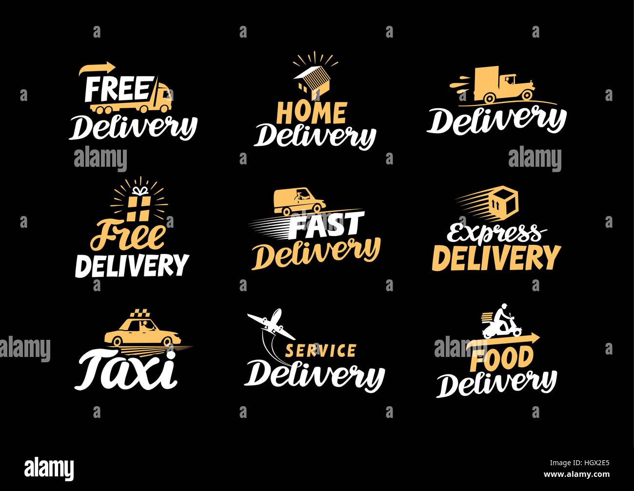 Logo de livraison. Voyage vector icons set Illustration de Vecteur