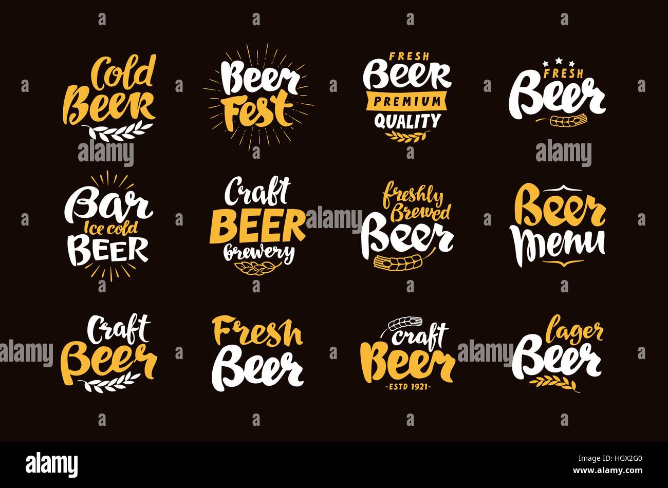 L'étiquette de la bière et des logos. Vector illustration lettrage Illustration de Vecteur