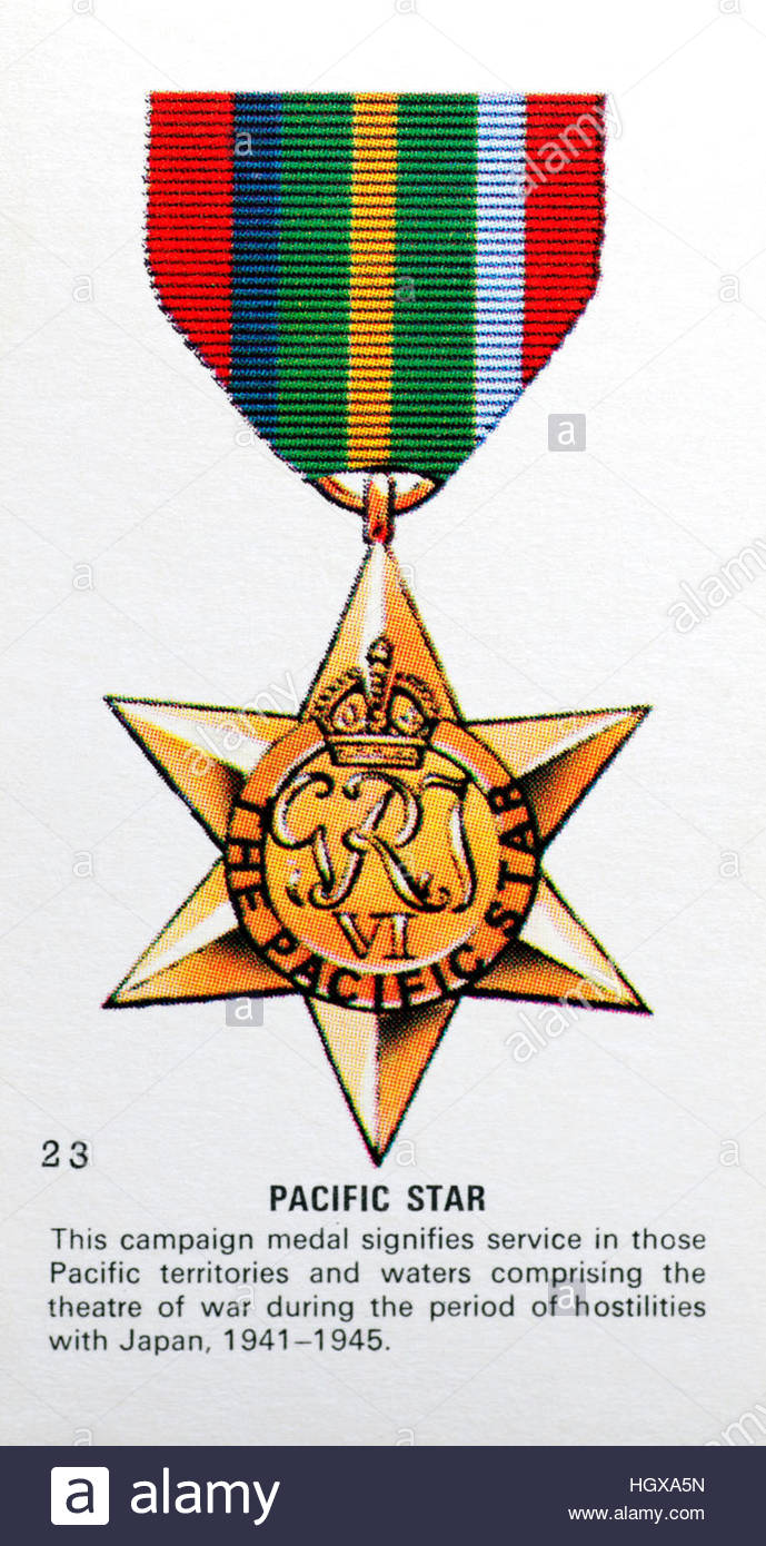 Pacific Star Medal (Médaille décernée à tous les militaires qui ont vu l'action dans le Japon entre 1941 et 1945. Banque D'Images