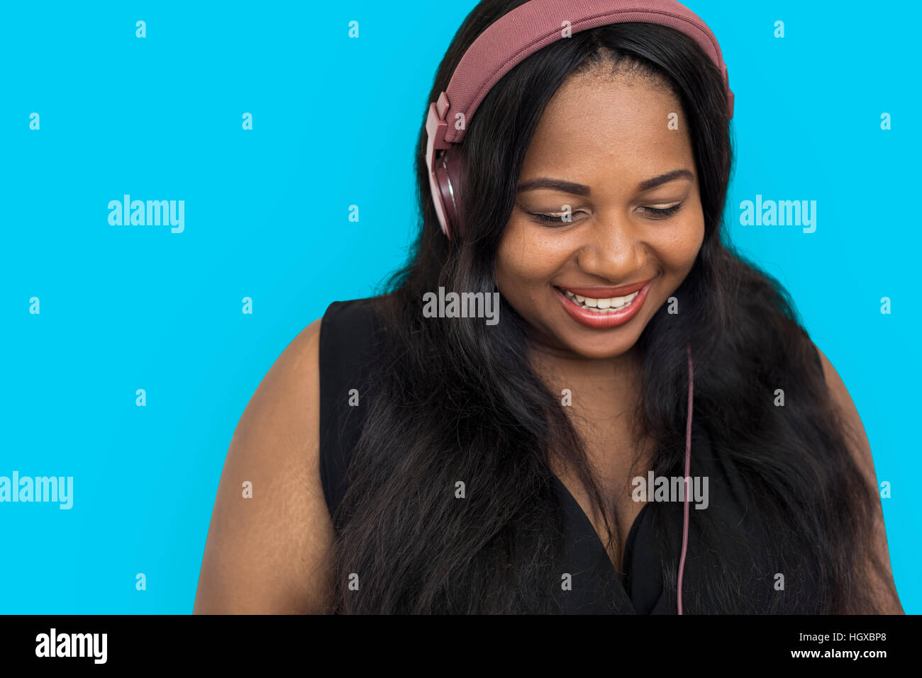 Les femmes africaines écouter Music Concept Portrait Banque D'Images