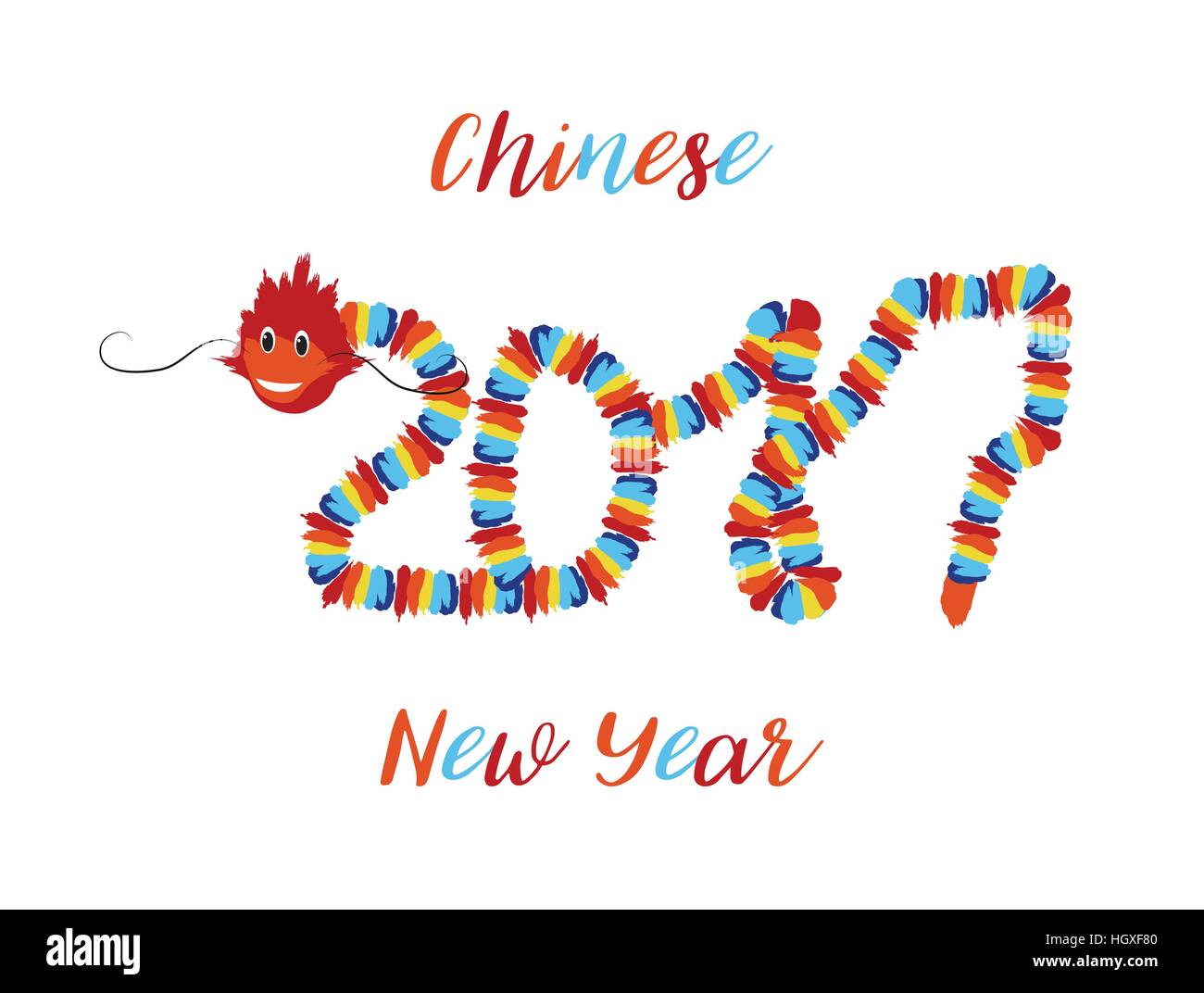 Le Nouvel An chinois symboles asiatiques de dragon chinois bonne chance dans l'élément de la forme des chiffres 2017. Vector background festive. Illustration de Vecteur