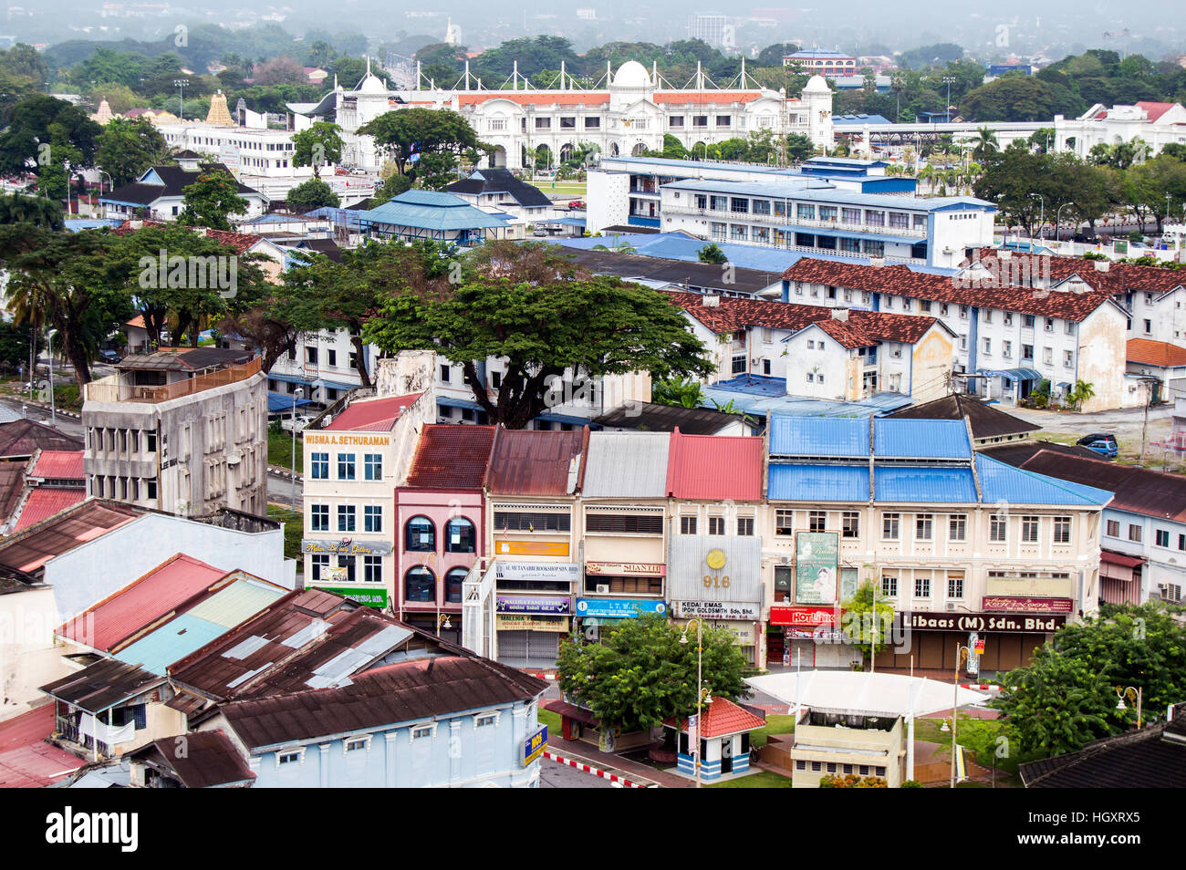 Vue aérienne de la vieille ville à l'ouest, Ipoh, Perak, Malaisie Banque D'Images
