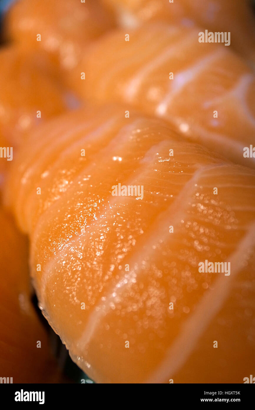 Close up of Salmon Sushi, cuisine japonaise Banque D'Images