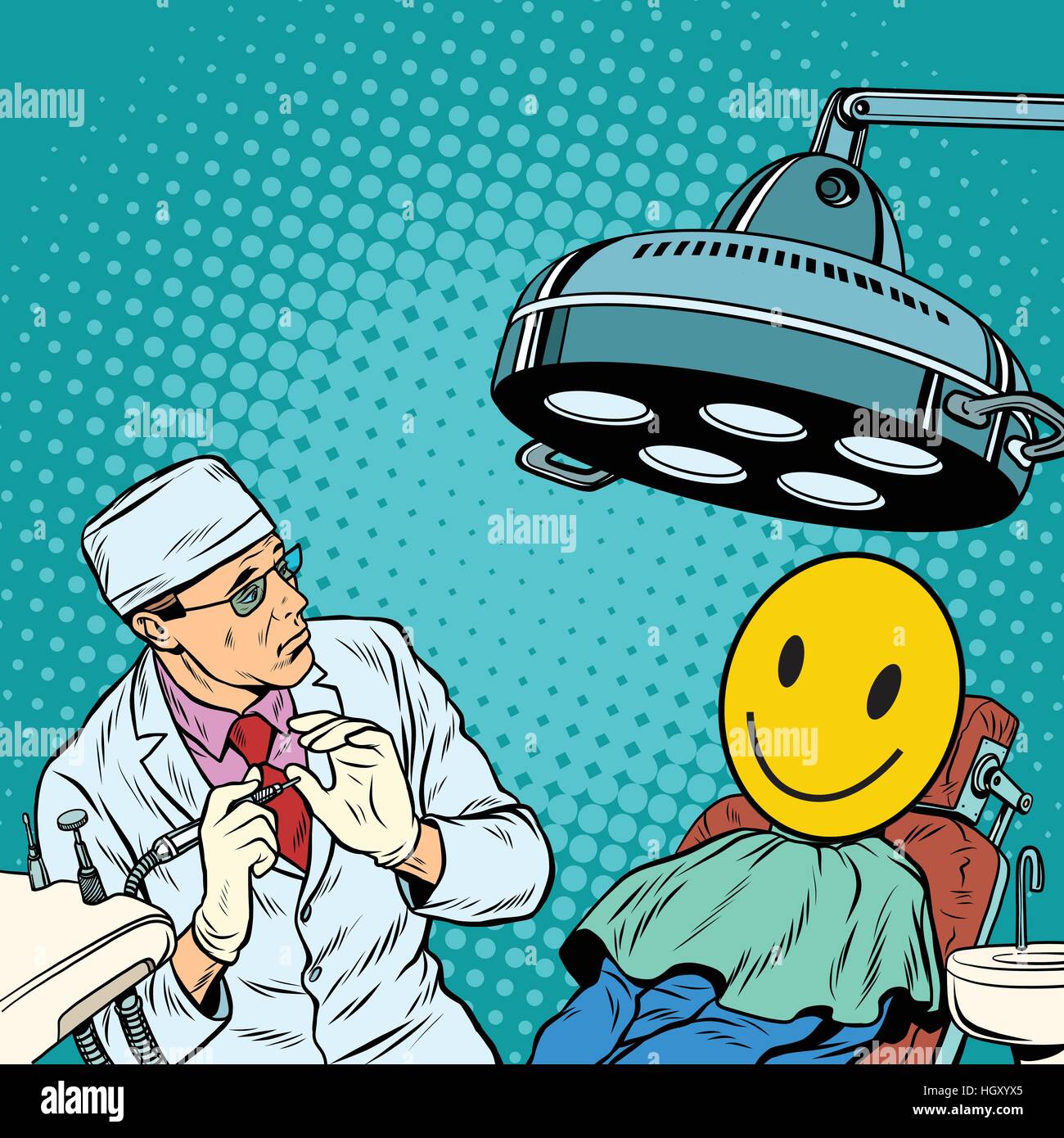 Dentiste peur visages heureux Illustration de Vecteur