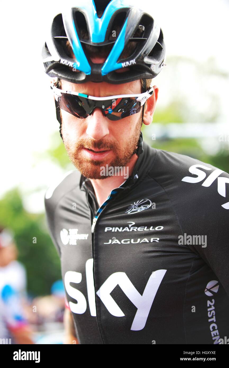 Bradley Wiggins de l'équipe Sky à la vie d'Amis Tour of Britain 2014 Banque D'Images