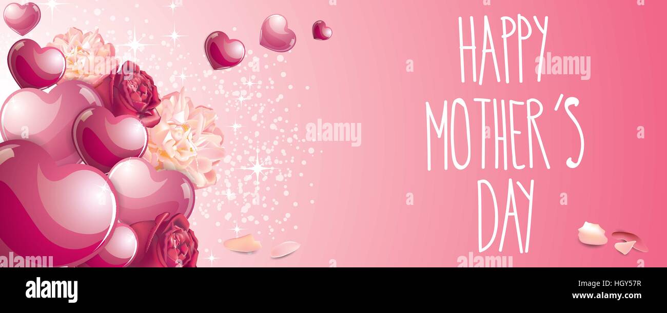 Happy mothers day bannière pleine des éléments de vecteur Illustration de Vecteur