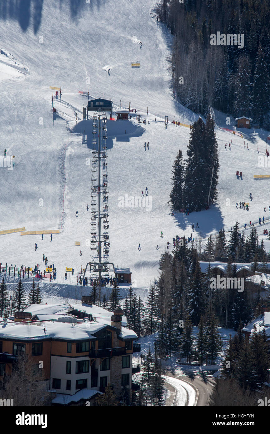 Vail, Colorado - Le Gopher Hill lift à station de ski de Vail Banque D'Images
