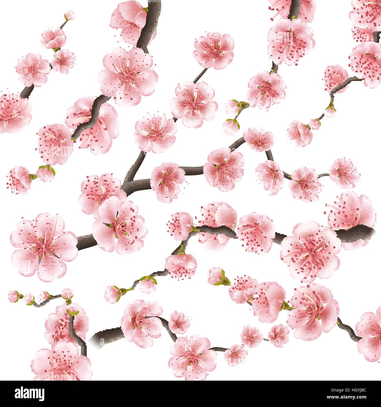 Ensemble de sakura cherry branch. EPS 10 Illustration de Vecteur