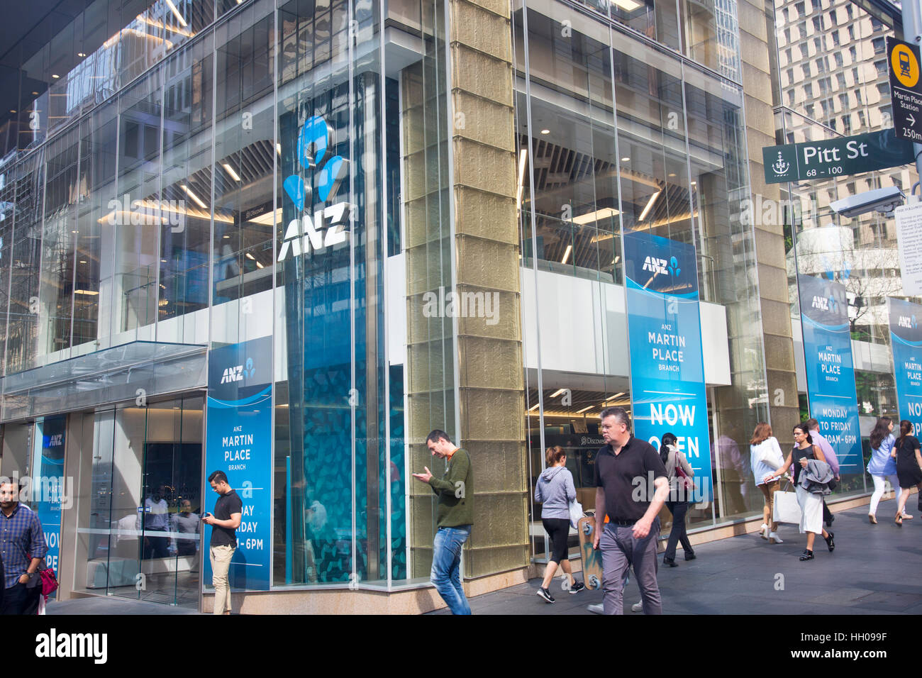 Succursale de la banque ANZ dans le quartier Martin place de Sydney, Nouvelle-Galles du Sud, Australie Banque D'Images