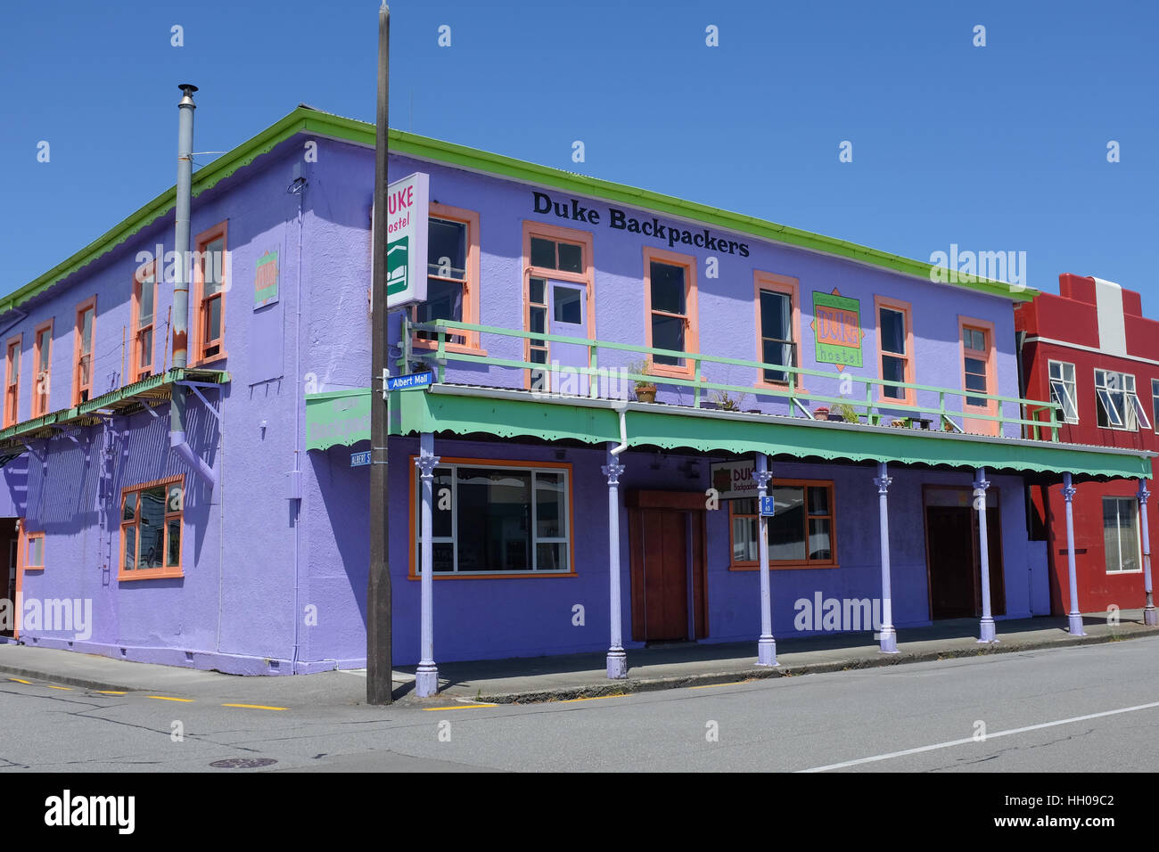 Duke Hostel dans Greymouth, Nouvelle-Zélande. Banque D'Images