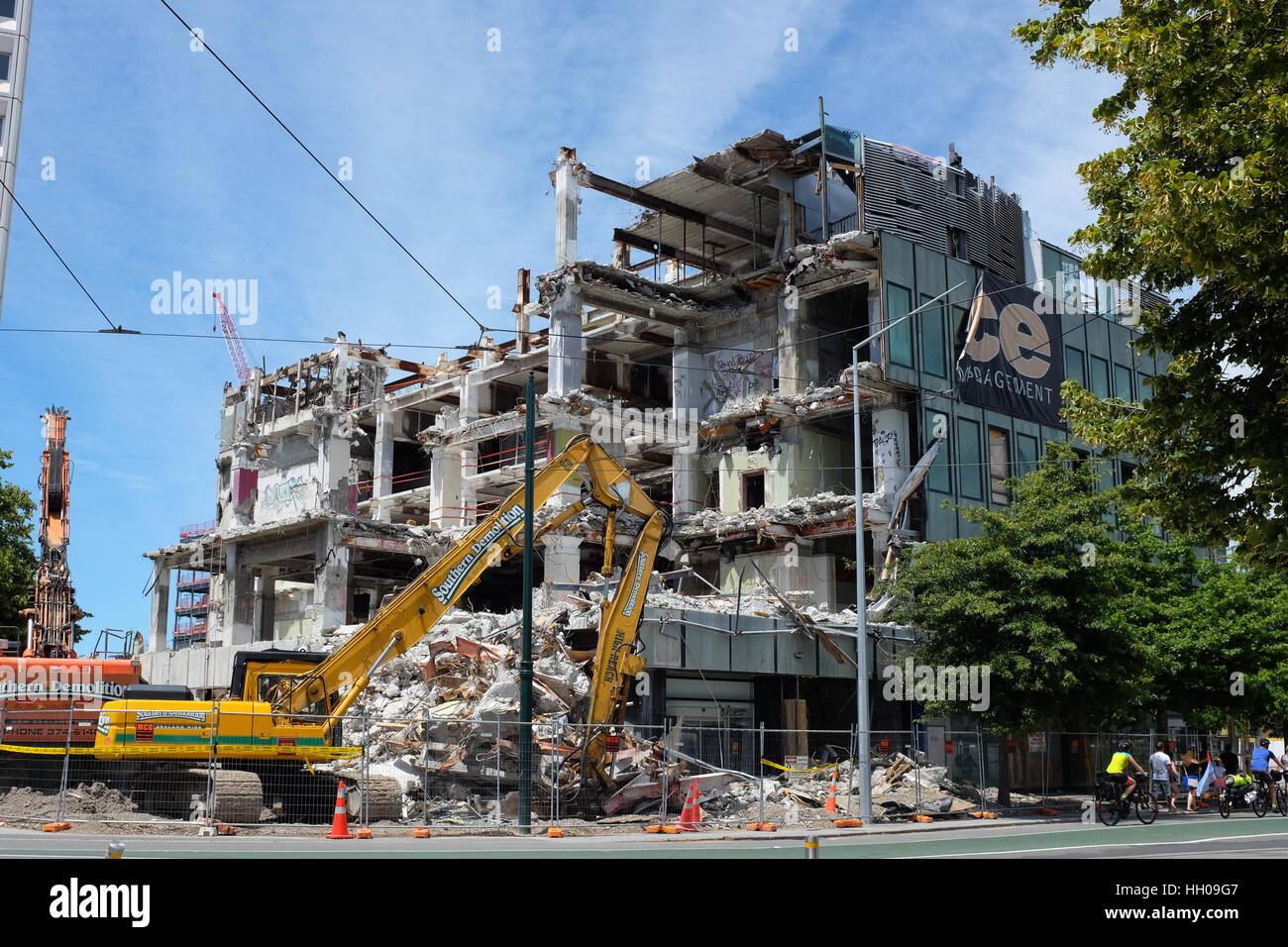 Un immeuble dans le centre de Christchurch endommagé dans le tremblement de terre de 2011 à Christchurch, Nouvelle-Zélande. Banque D'Images