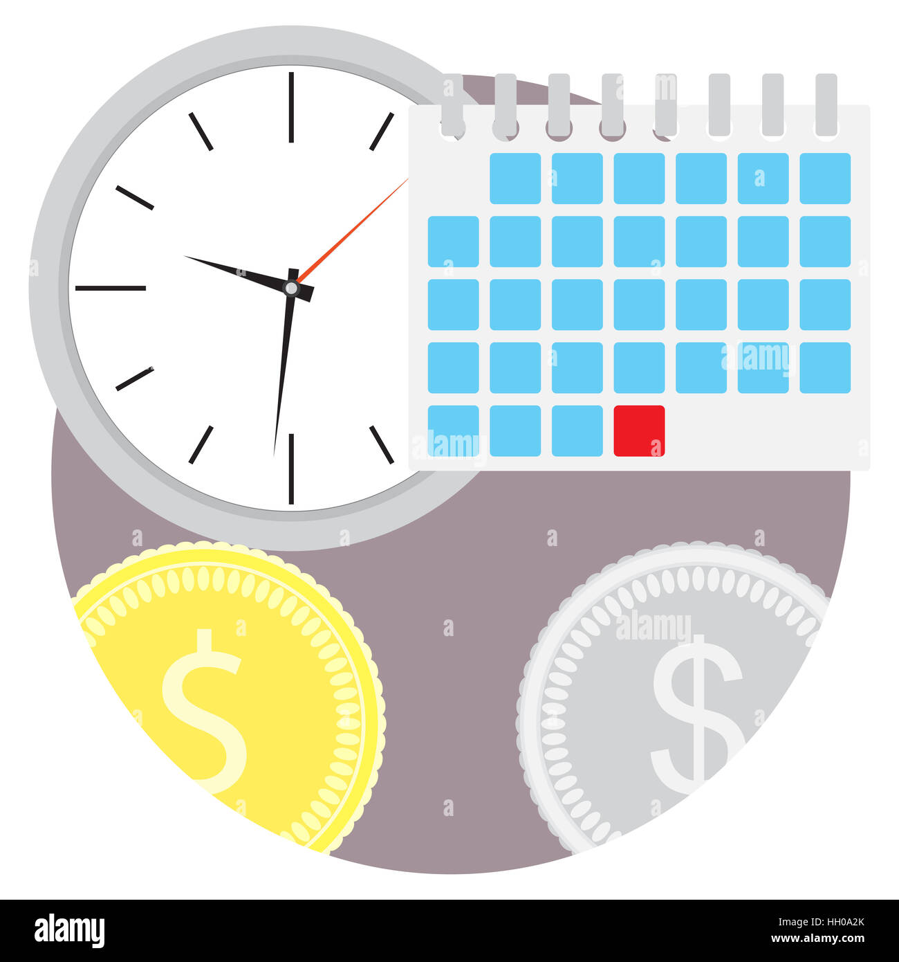 La planification du temps de l'argent. Budget du plan, la planification financière, vector illustration Banque D'Images