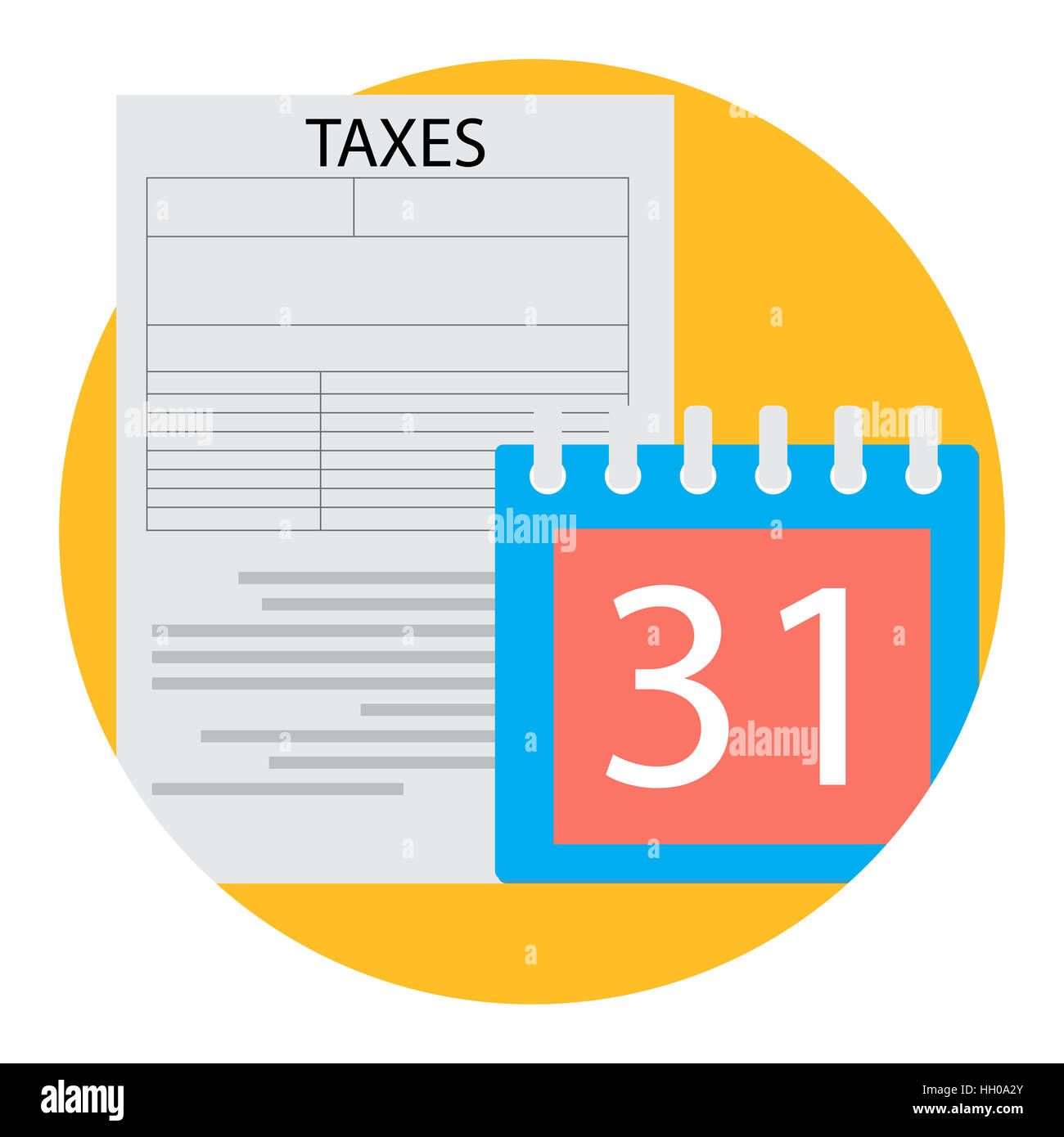 Tax day concept vector icône. Calendrier et formulaire financier fiscal illustration Banque D'Images