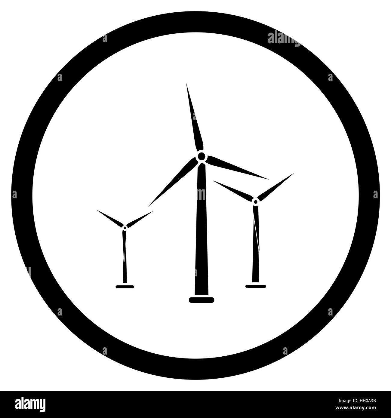 L'énergie éolienne icône noire. L'énergie éolienne, l'énergie verte à partir de moulin, vector illustration Banque D'Images