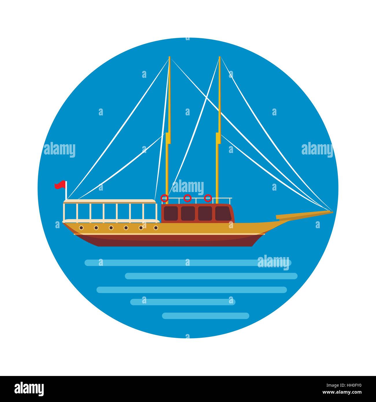 L'icône du navire dans un style cartoon Illustration de Vecteur