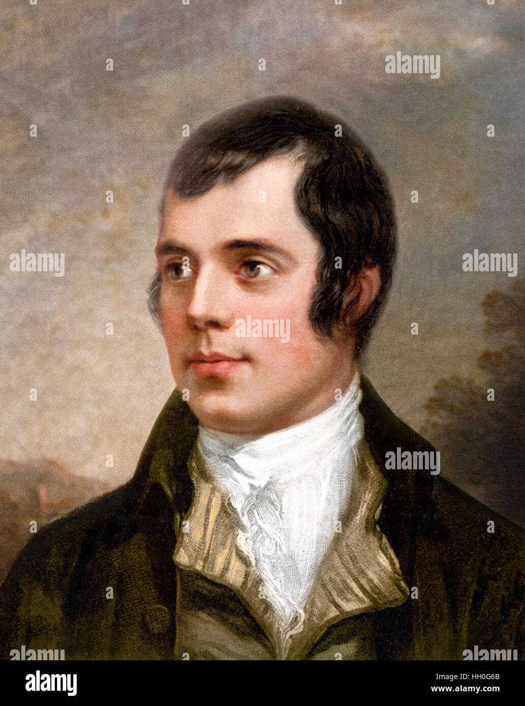 Robert Burns. Portrait du xviiième Siècle, poète écossais Robert Burns (1759-1796), Banque D'Images