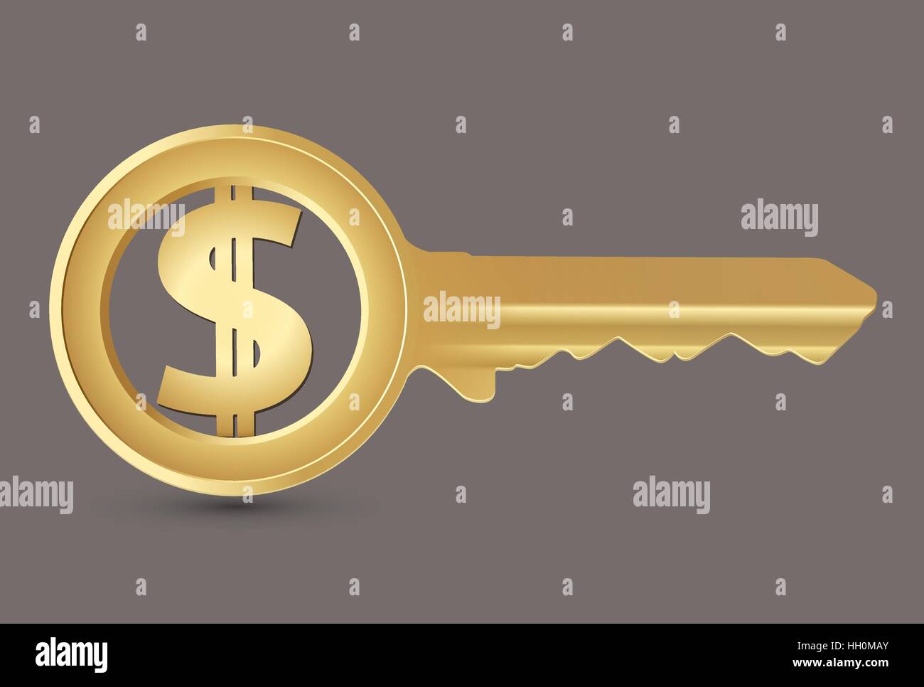 Clé d'or - concept Dollar Sign Illustration de Vecteur