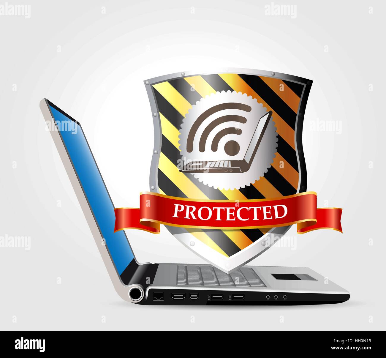 -Sécurité informatique antivirus et protection par mot de passe Illustration de Vecteur