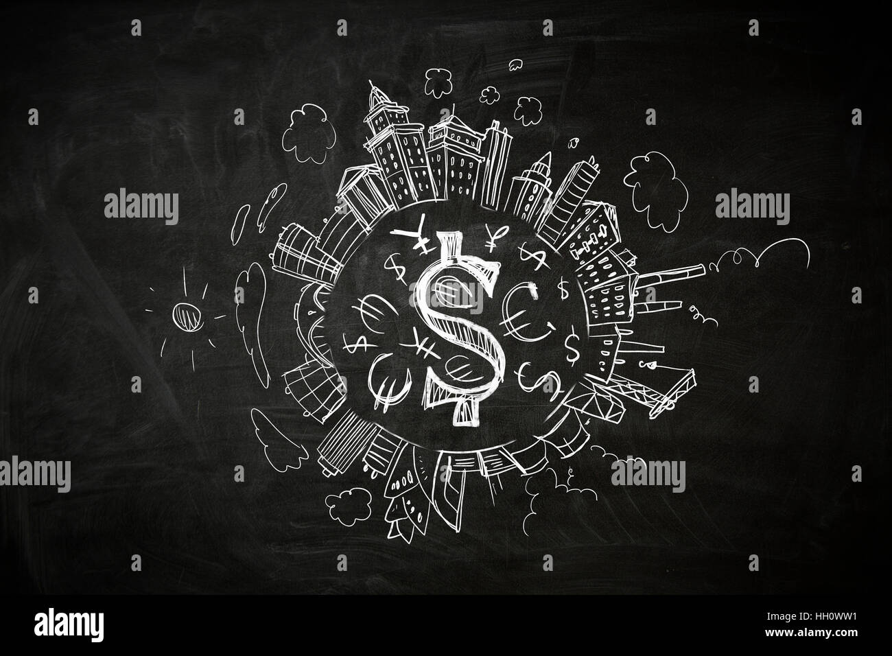 Icône Dollar comme concept de richesse au milieu de la ville appelée ot travel concept Banque D'Images