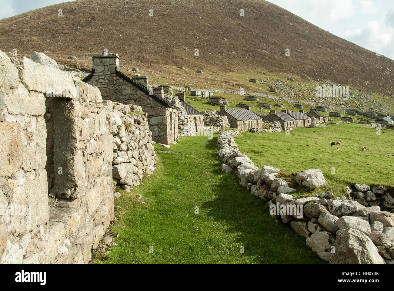 Village-rue, hirta, St Kilda, Hébrides extérieures, en Écosse, Royaume-Uni Banque D'Images