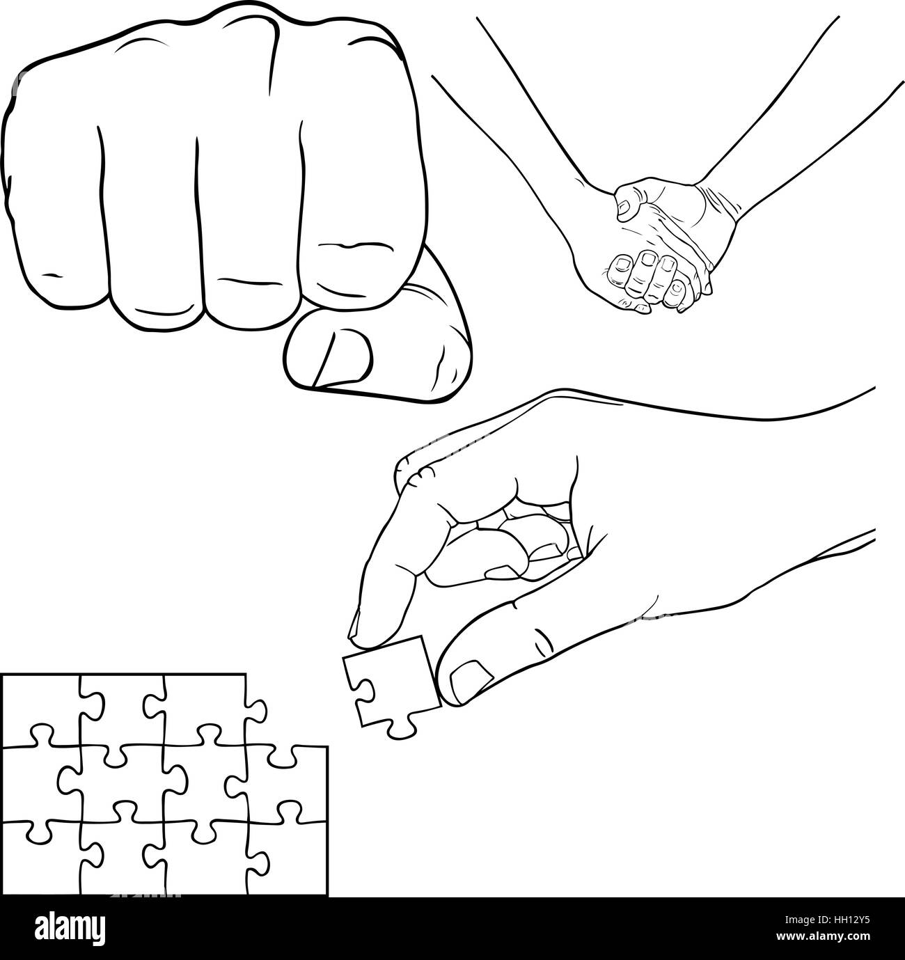 Jeu de mains différentes Illustration de Vecteur