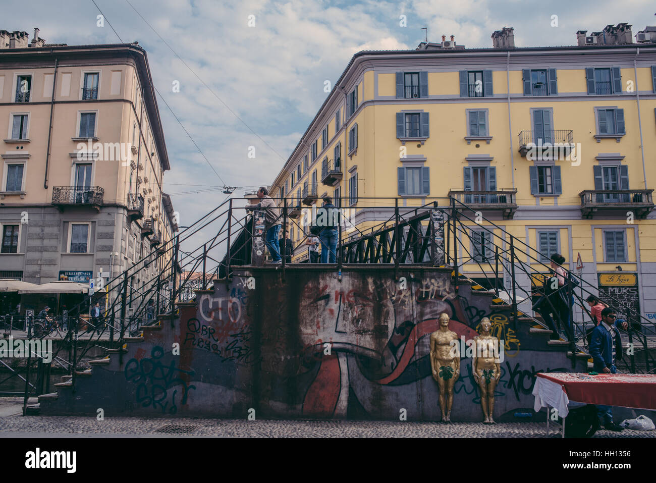 L'Italie, Lombardie, Milan, Navigli, le quartier du canal, Banque D'Images