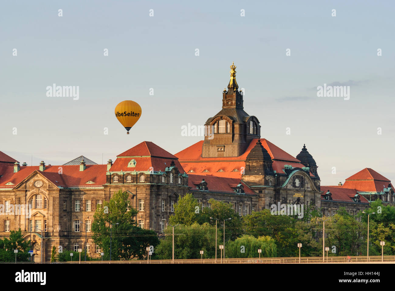 Dresde : office d'Etat, montgolfière, , Sachsen, Saxe, Allemagne Banque D'Images