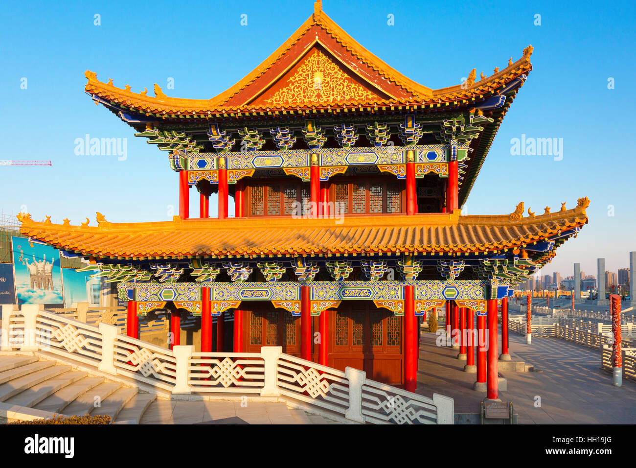 Temple chinois, Yinchuan, Ningxia, Chine Banque D'Images