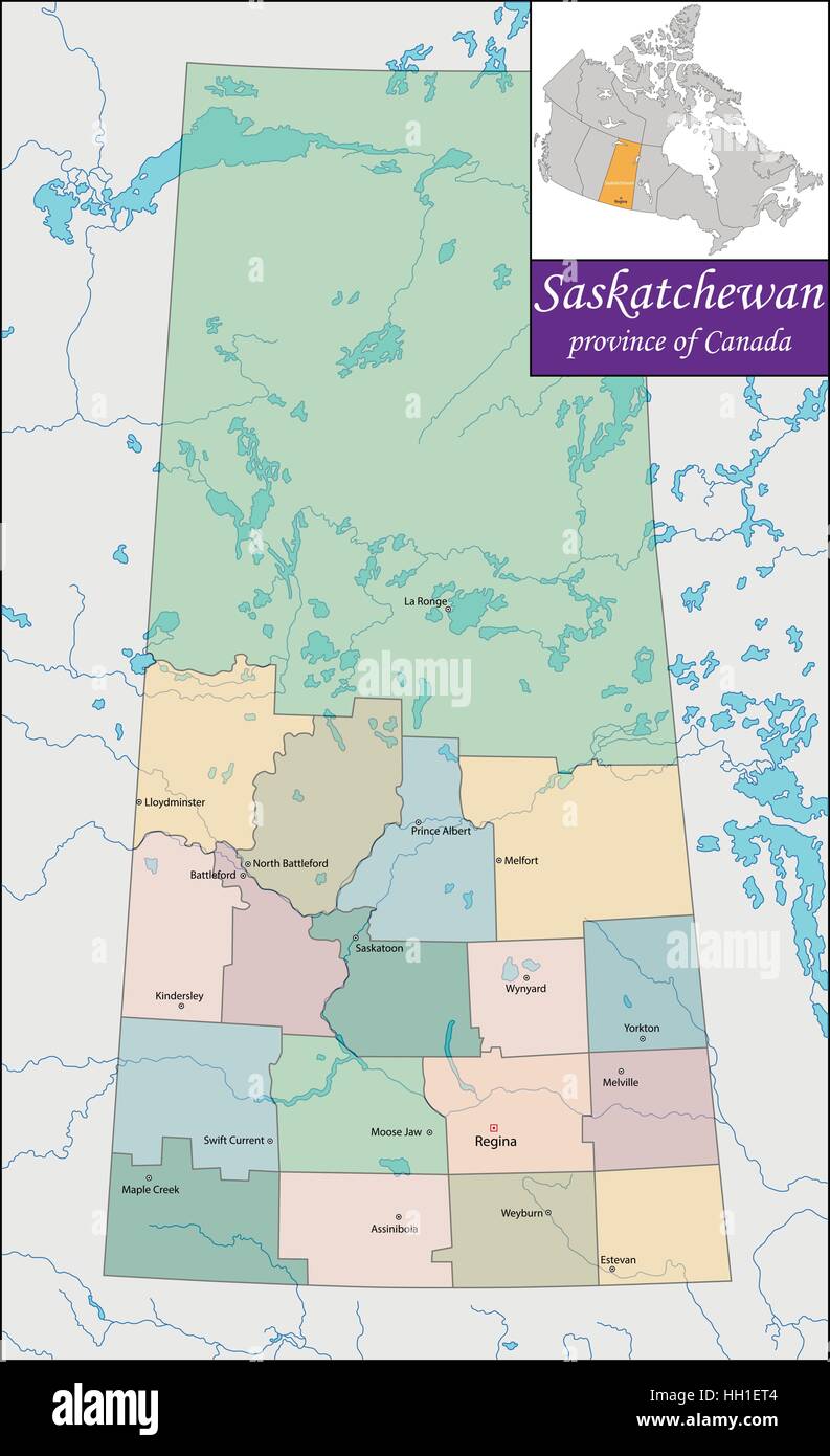 La carte de la Saskatchewan Illustration de Vecteur