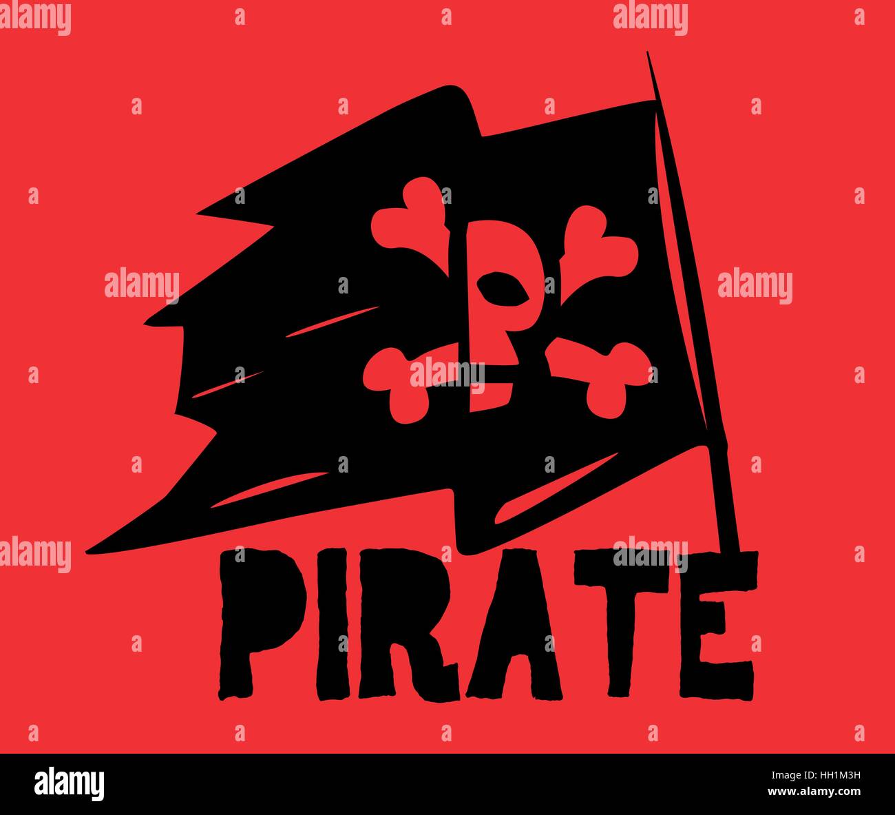 Drapeau pirate et Logo Design Concept. Illustration de Vecteur