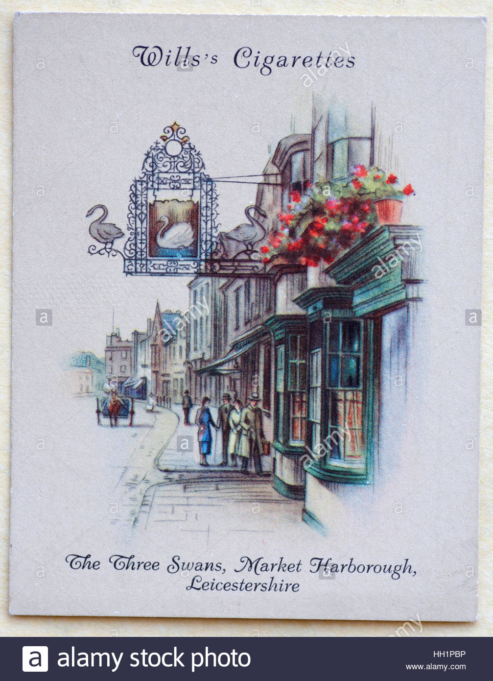 Les trois cygnes, Market Harborough, Leicestershire vers le début des années 1930. Banque D'Images