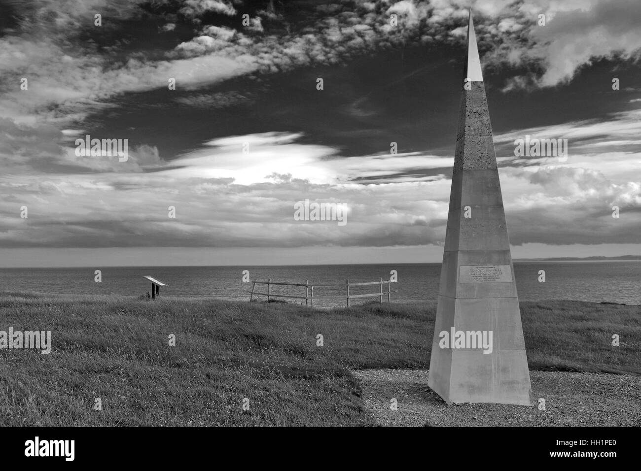 Le Geoneedle sur Orcombe Point, Début de la côte jurassique du Devon, Angleterre Royaume-uni Grande-Bretagne Banque D'Images
