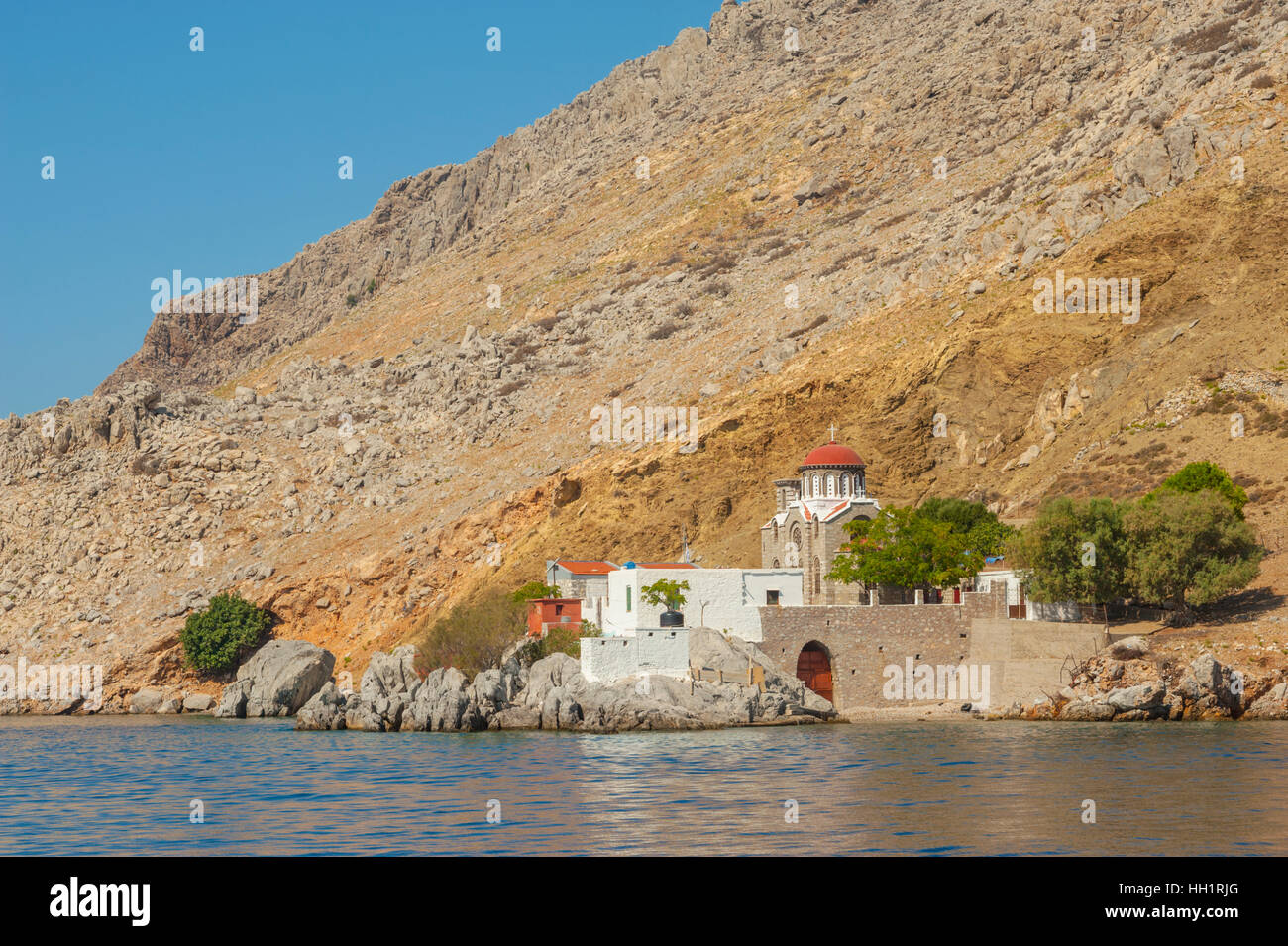 Monastère de l'assomption ou Ανάληψη Analipsi sur l'île de Symi en Grèce. Banque D'Images