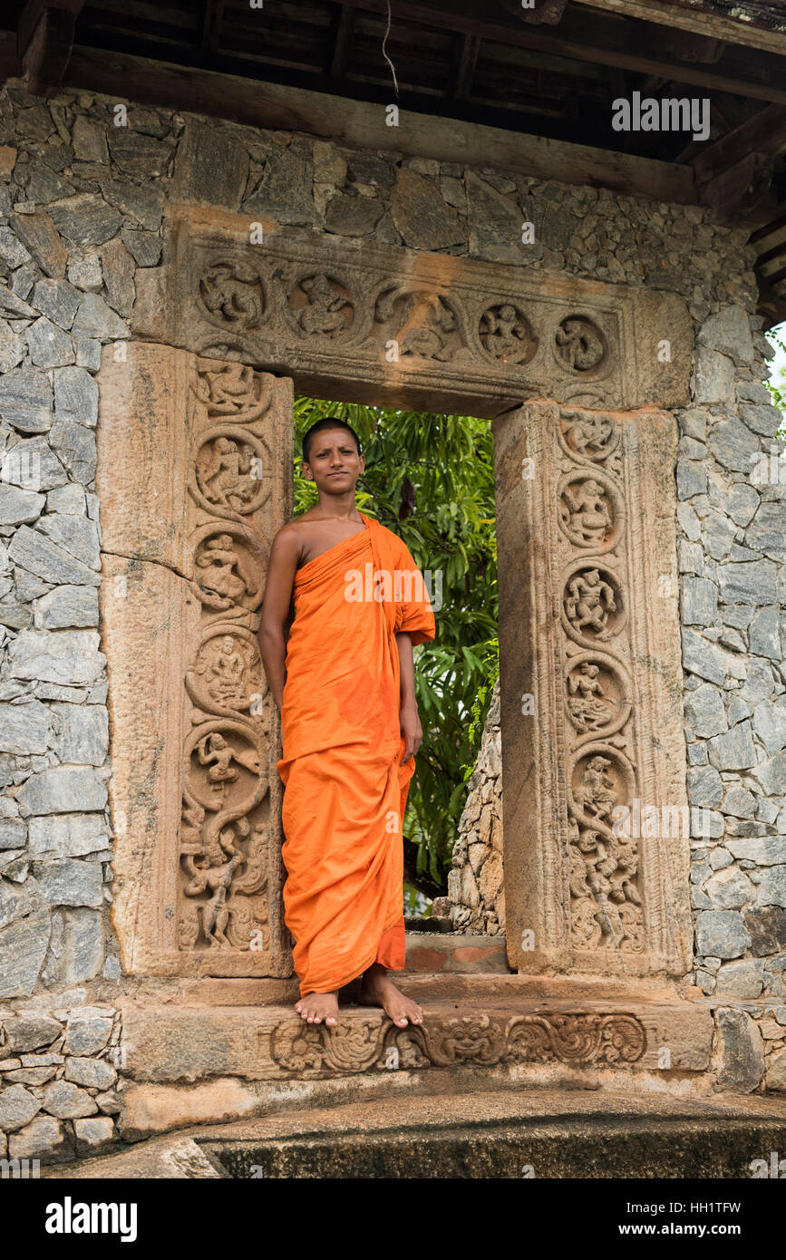 Moine au Galapata Vihara, Bentota, Sri Lanka Banque D'Images