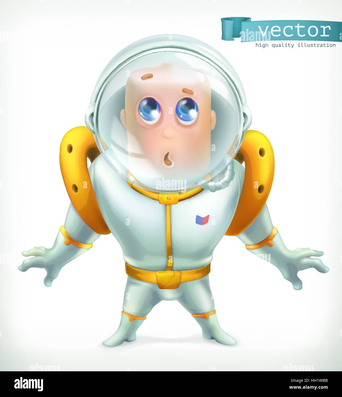 Astronaute en scaphandre. Personnage drôle 3d icône vecteur Illustration de Vecteur