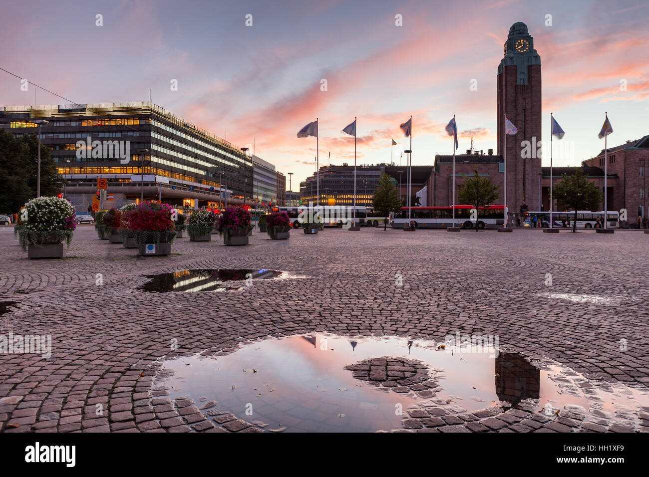 La gare centrale d'Helsinki est un monument largement reconnu en partie centrale de Kluuvi, Helsinki, Finlande. Banque D'Images