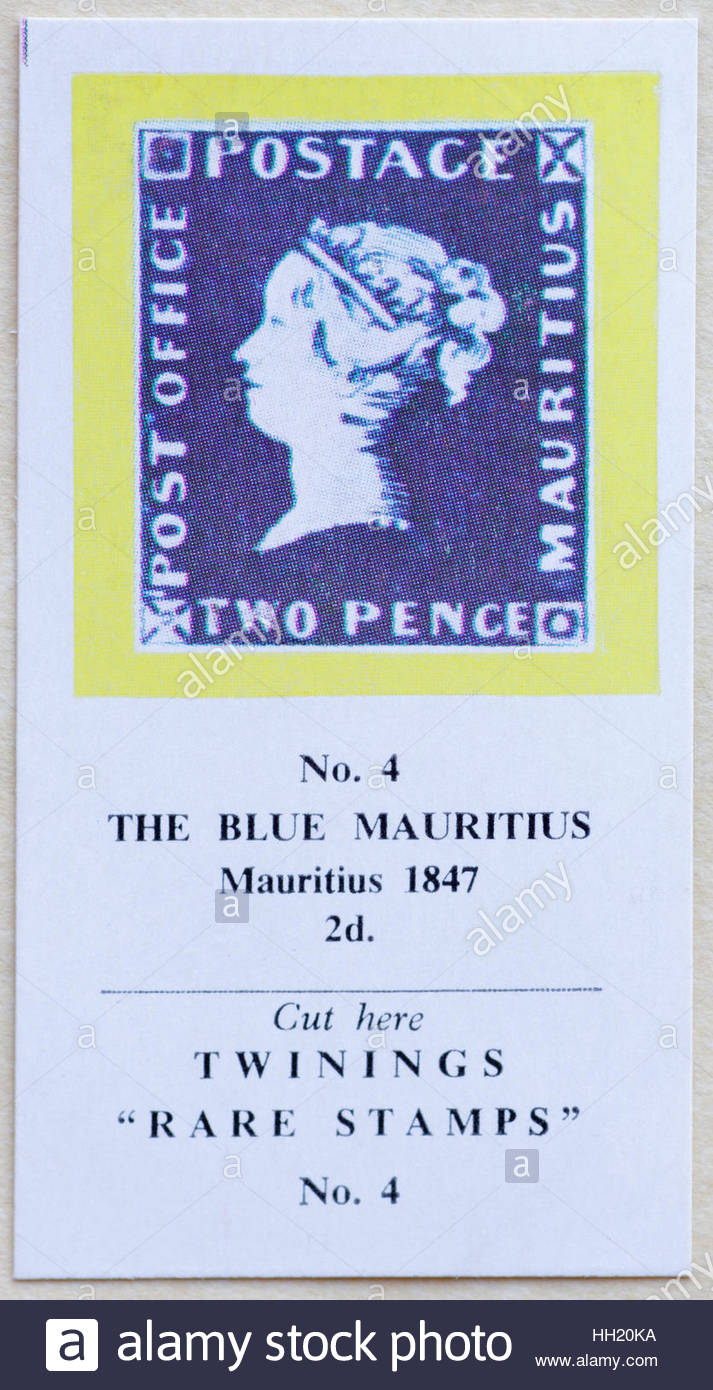 Le Bleu France 1847 2d - Commerce Thé Twinings carte émise en 1960 Banque D'Images