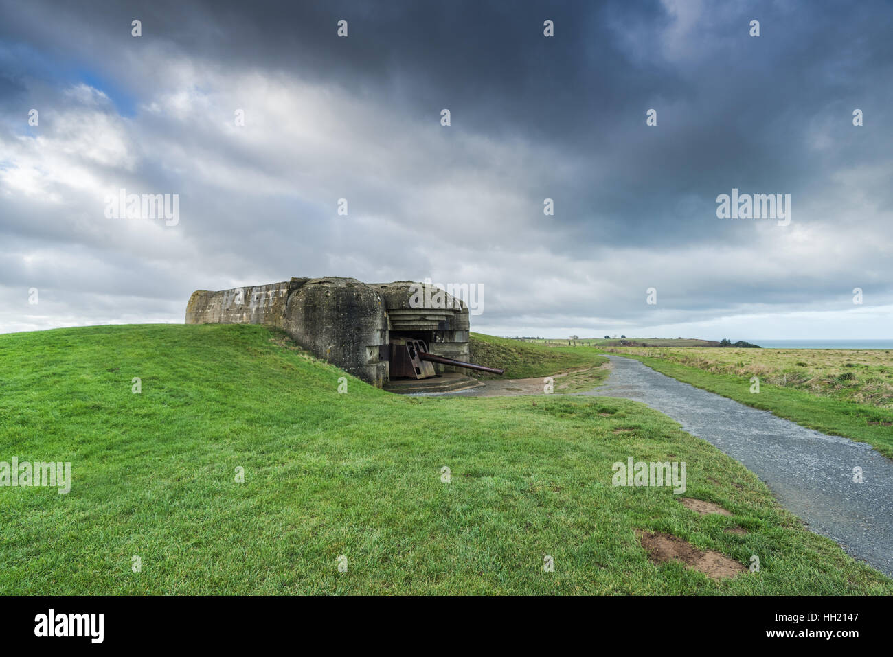 Batterie allemande, des bunkers et des armes à feu en Normandie,France Banque D'Images