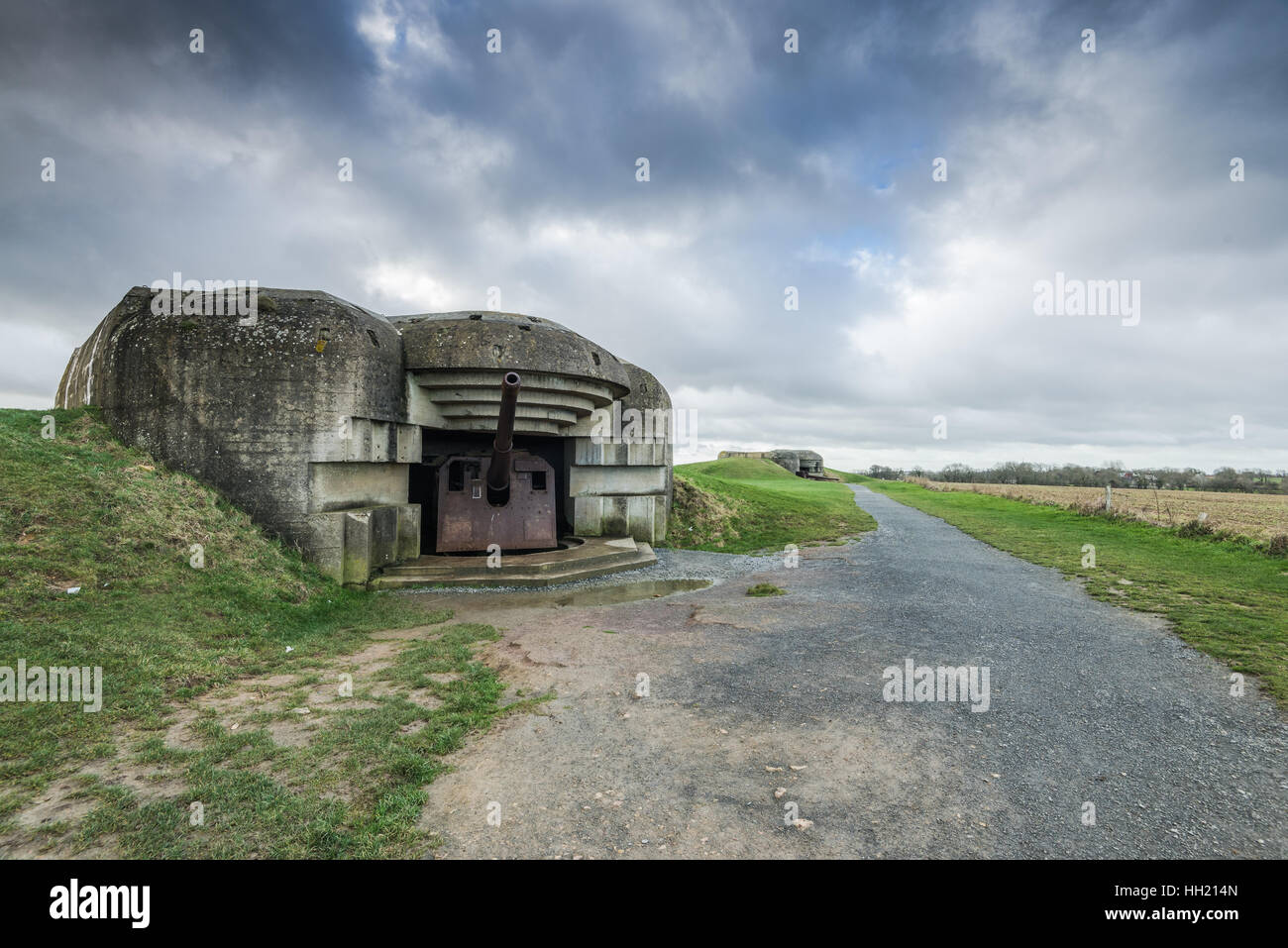 Bunkers allemands et l'artillerie en Normandie,France près de Utah et Omaha Beach. Banque D'Images