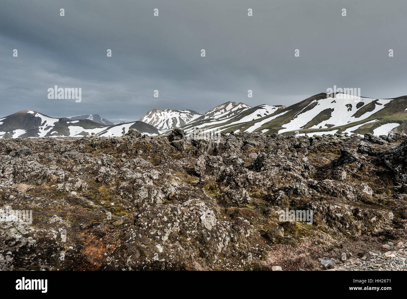 Landmannalaugar. Elle est connue pour ses sources d'eau chaude géothermique naturel et le paysage environnant. Banque D'Images