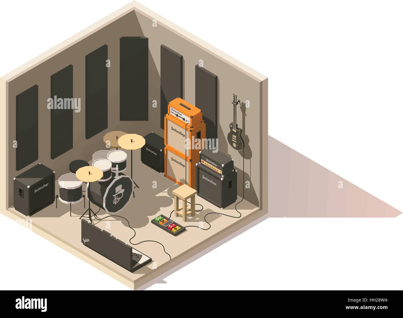 Faible isométrique vecteur icône poly recording studio Illustration de Vecteur