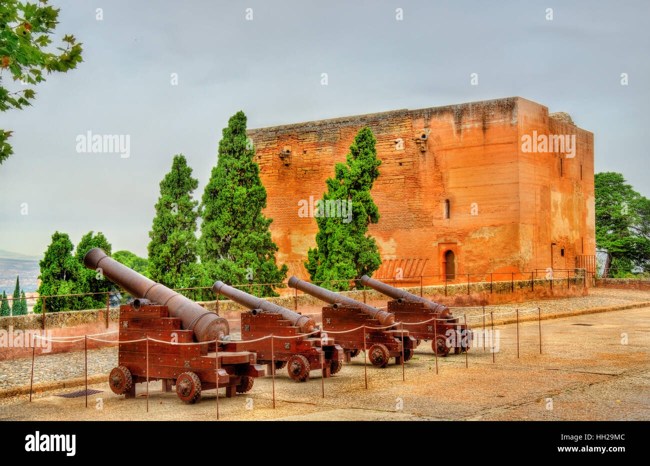 Canons à forteresse de l'Alhambra à Grenade, Espagne Banque D'Images