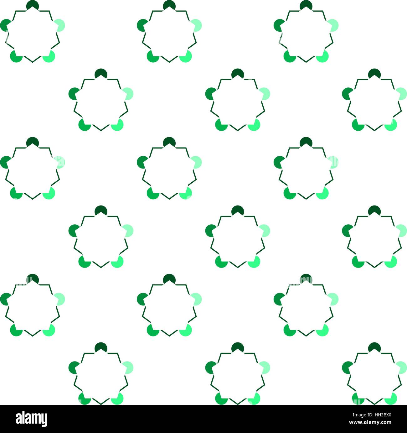 Variation de la pentagone Kanizsa illusion optique (Contours illusoires) - Mise en page modèle de tuile en diagonale, modifiable sans répéter vecteur (vert) Illustration de Vecteur