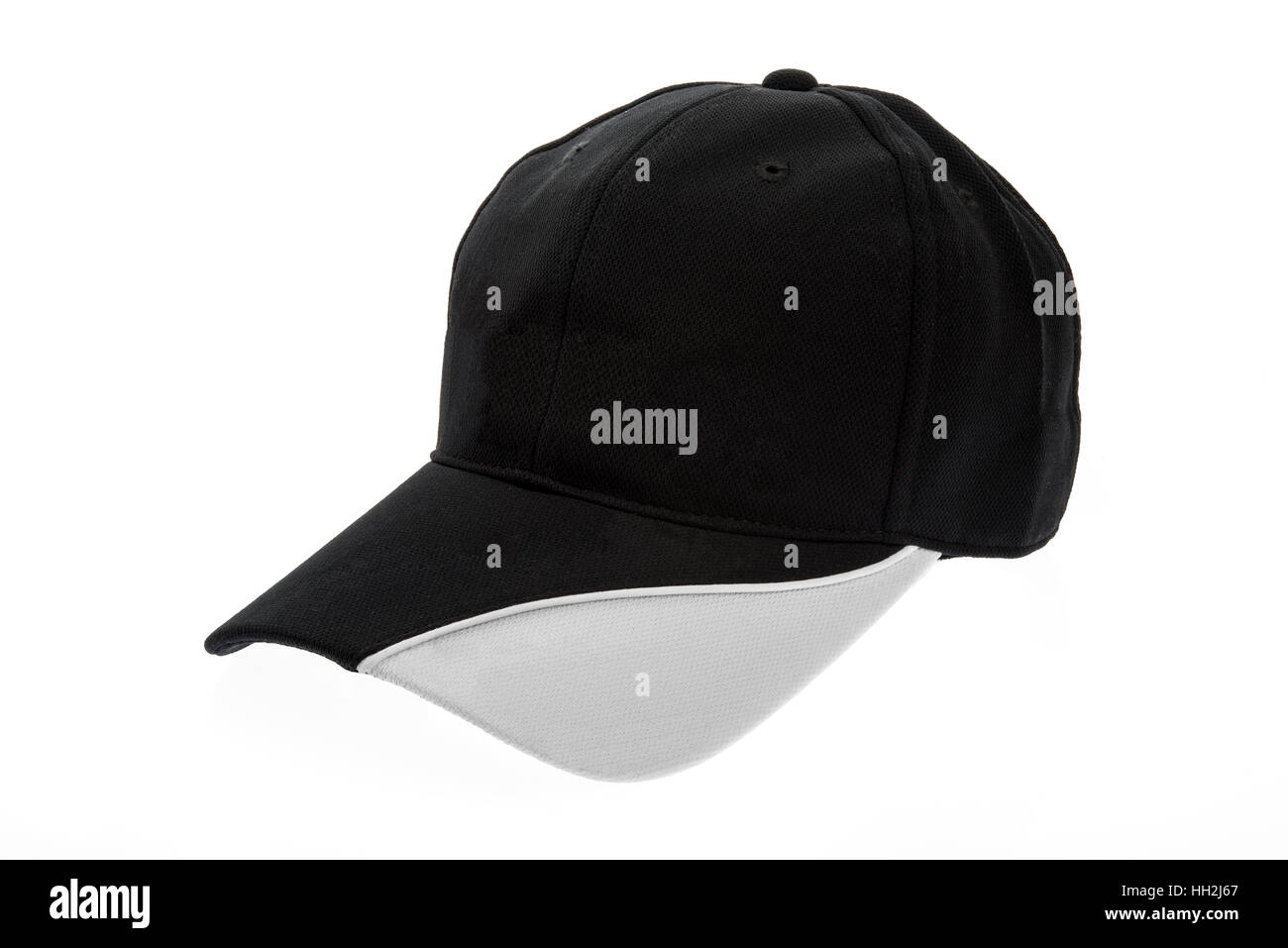 Cap Golf pour l'homme en noir et blanc sur fond blanc Banque D'Images