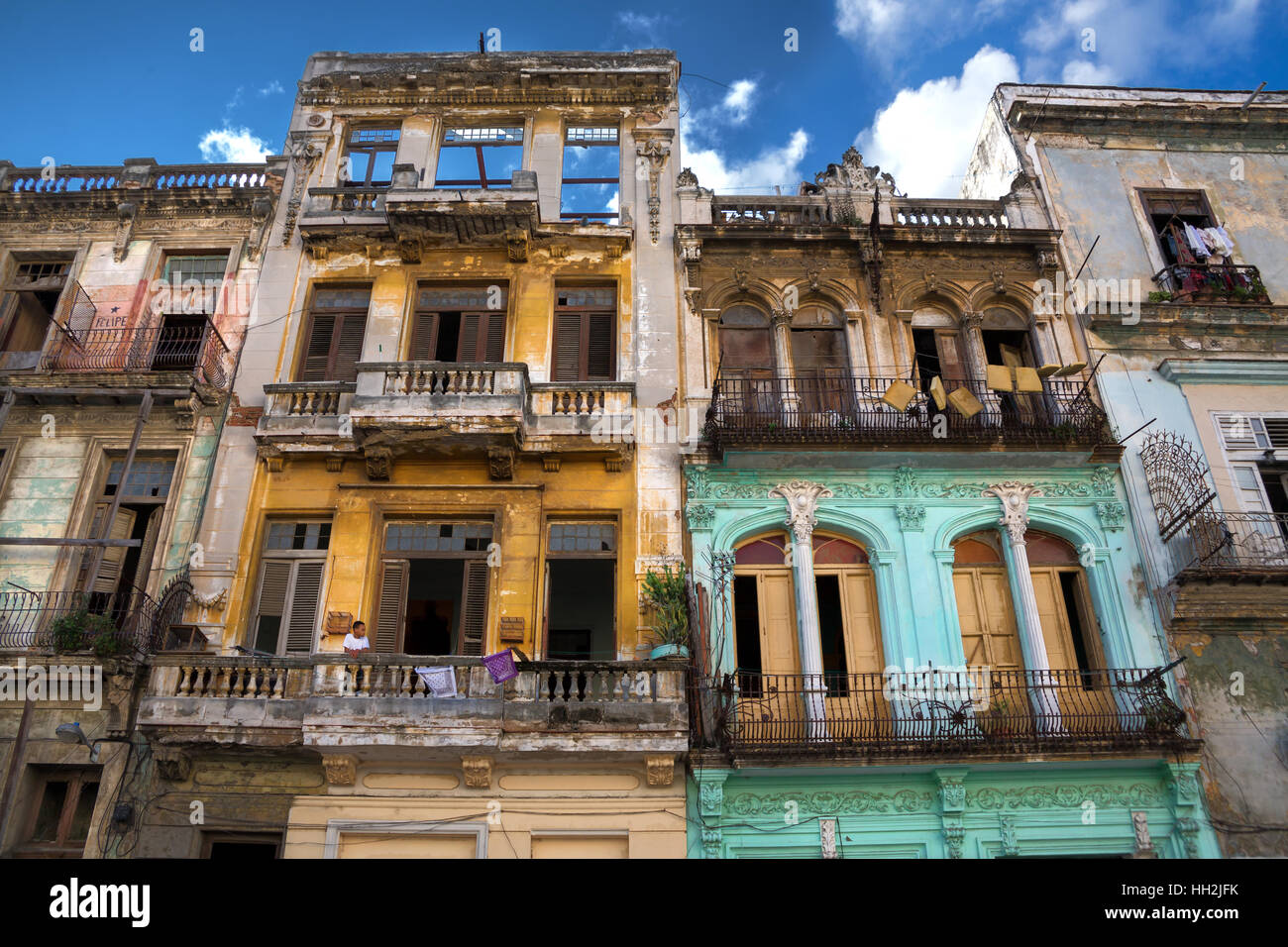 Cuba maison ancienne au centre de La Havane Banque D'Images